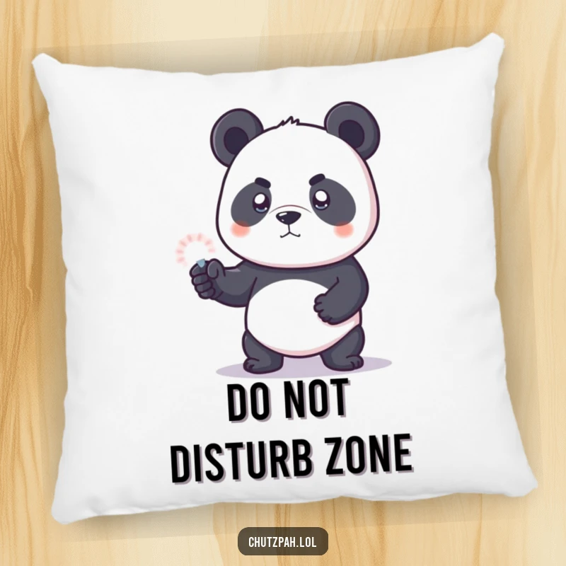 Funny panda bear cub with an invisible force field, making a soft and decorative pillow.
