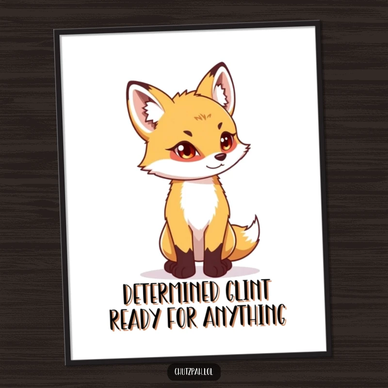 Funny Free Printable Fox Cub Wall Art: Playful cub stands tall, determined eyes gleaming, ready to add charm to your space.