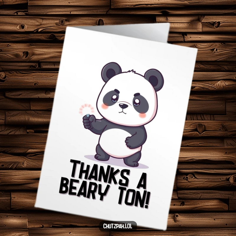 Funny Free Printable Thank You Card: Determined panda hero deploys an invisible force field to send heartfelt, humorous thanks.